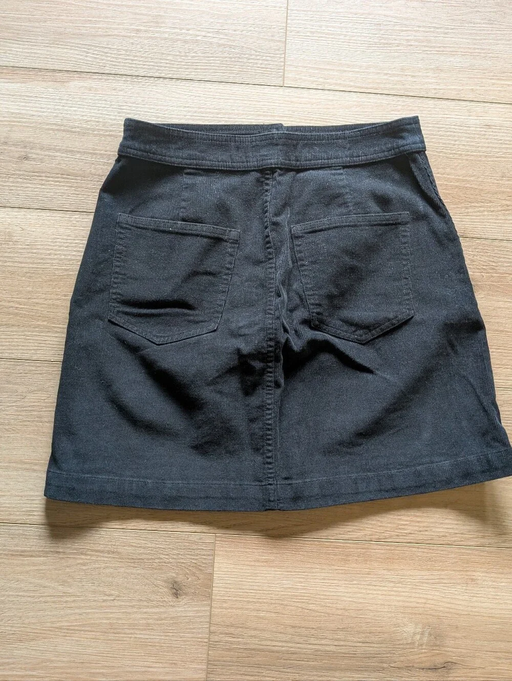 J. Crew Black Corduroy Button-Front Mini Skirt